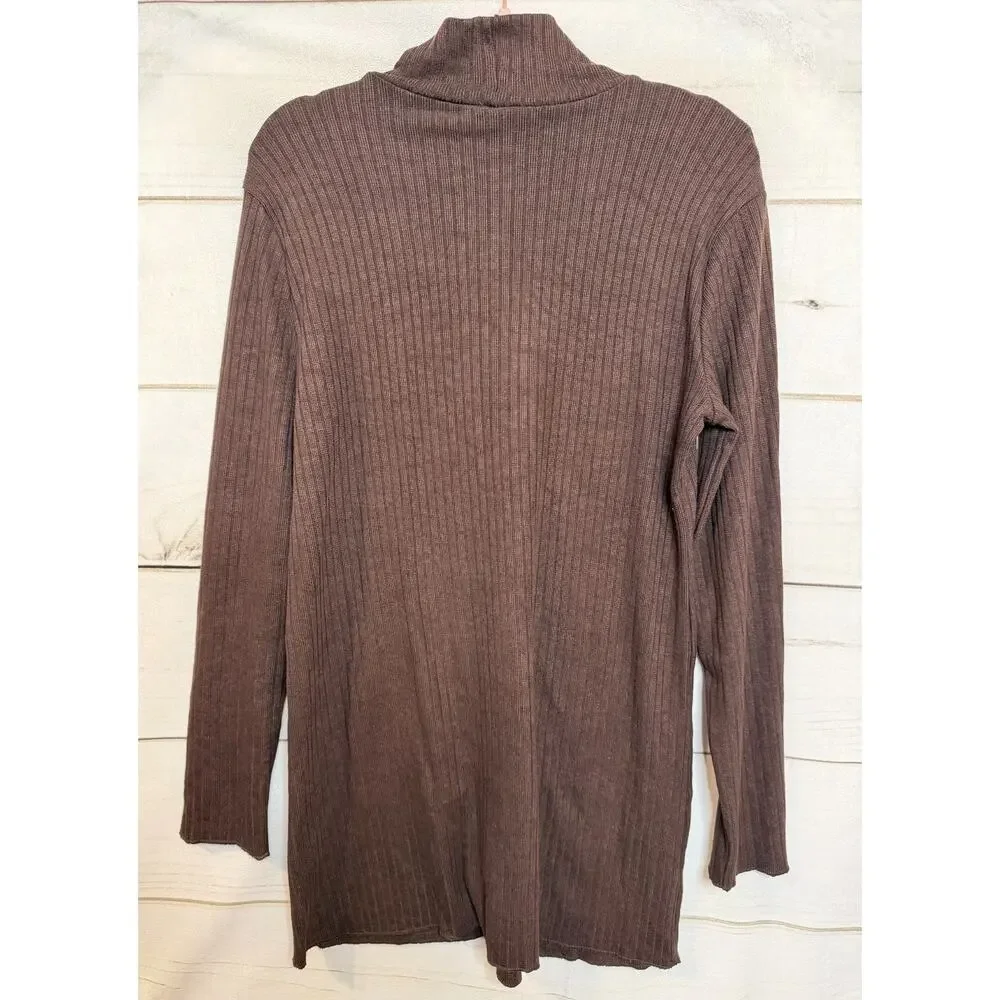 Zara NWT Brown Sweater‎ Ribbed High Neck Winter Ready Comfy Fit L